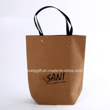 Custom Logo Printing Quality Recycled Brown Kraft Paper Carrier Bags